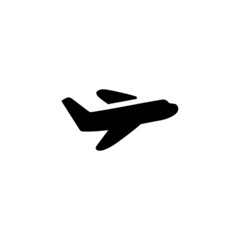 Aircraft, airplane icon in solid black flat shape glyph icon, isolated on white background 