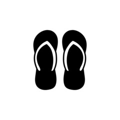Footwear, slippers icon in solid black flat shape glyph icon, isolated on white background 
