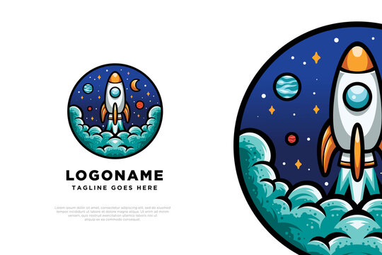 Astronaut Rocket Logo Design