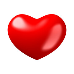 Red heart isolated on white background. 3d illustration. Valentine's day.