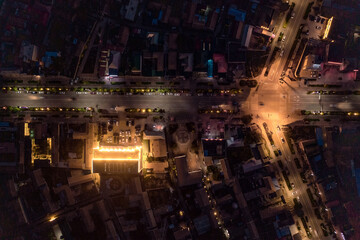 Night scene of Turks Bagua City in China.
