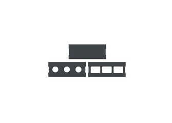 Obraz premium Stack of various bricks simple illustration in black and white