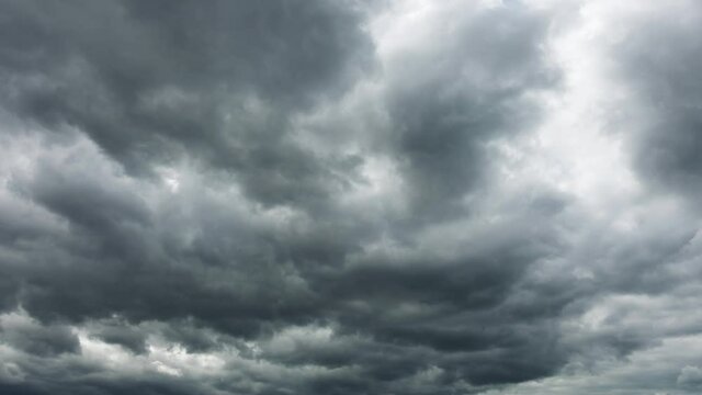 Majestic gray clouds flying over the horizon. High quality time lapse without birds, without flicker.
