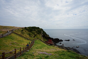 a beautiful seaside landscape in cloudy day