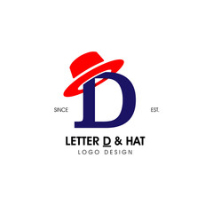 Simple and stylish initial logo letter D combining with red hat