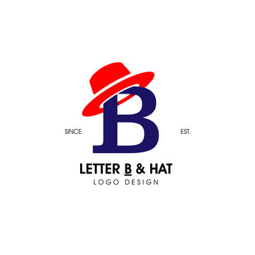 Simple and stylish initial logo letter B combining with red hat