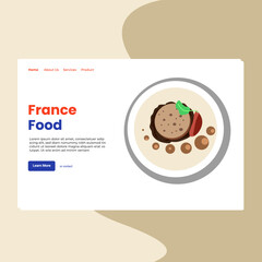 Landing page template of France Food. Modern flat design concept of web page design for website and mobile website. Easy to edit and customize. Vector illustration