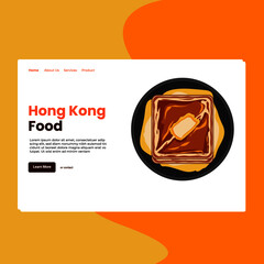 Landing page template of Hong Kong Food. Modern flat design concept of web page design for website and mobile website. Easy to edit and customize. Vector illustration