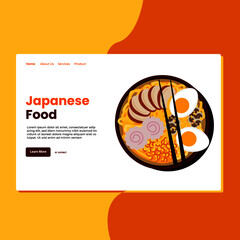 Landing page template of Japanese Food. Modern flat design concept of web page design for website and mobile website. Easy to edit and customize. Vector illustration