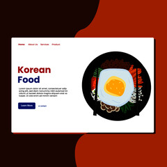 Landing page template of Korean Food. Modern flat design concept of web page design for website and mobile website. Easy to edit and customize. Vector illustration