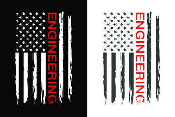 Engineering T Shirt Design With USA Flag