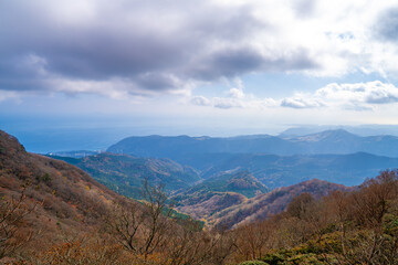 静岡県の天城山の紅葉の季節の登山道 Mt. Amagi Mountain Trail in Shizuoka Prefecture during the Fall Foliage Season