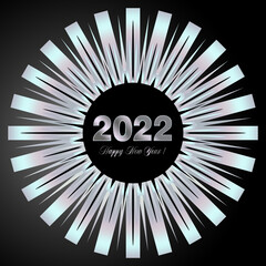An abstract illustration on 2022 New Year background design in a scintillating iridescent color scheme