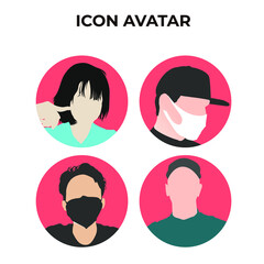 Three boy and 1 girl avatar icon, character flat vector, flat avatar vector, vector EPS 10