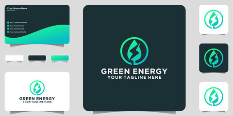 green leaf energy logo and business card inspiration