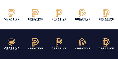 creative logo collection monogram letter p template design