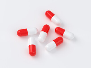 3D Scene. Pills are placed in groups of 5 tablets.
