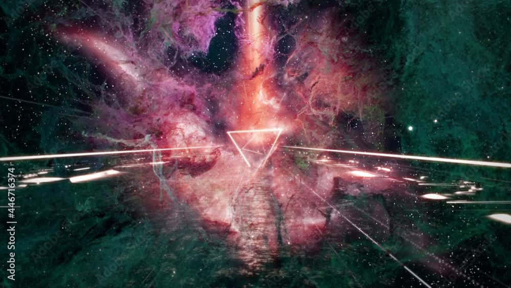 Canvas Prints galaxy through neon light loop. travel passing neon light with star glow go to deep galaxy seamless 