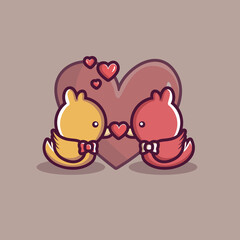 valentine's day couple of cute chicken. cute animal couples	