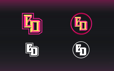BD letter logo with gaming style and contemporary colors
