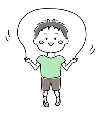 なわとびをする男の子