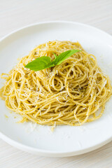 pesto spaghetti pasta - vegetarian food