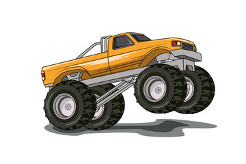 the big yellow monster truck vector