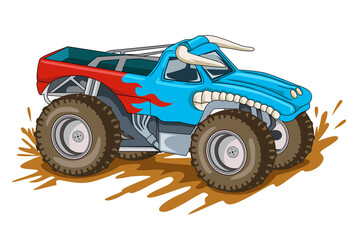 bull monster truck illustrations vector