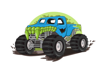 truck monster character illustration vector