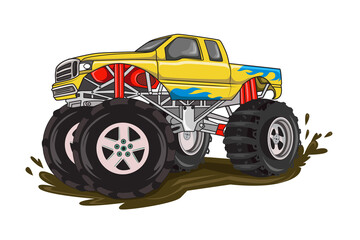 fire monster truck on the mud vector © inferno_studio3