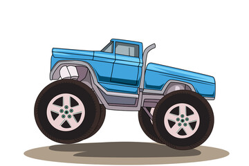 blue monster truck vector