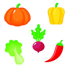 set of vegetables icons, sticker, symbol