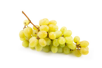 Uva verde en rama fondo blanco