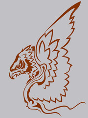 Eagle with raised wings