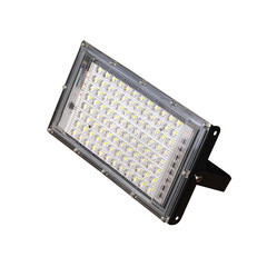 Close-up of rectangular led lamp with black border on white background. Catalog of lamps for...