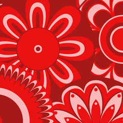 Flowers on pattern in red hues