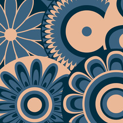 Flowers on pattern in blue and beige