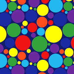 Pattern with colourful circles over blue