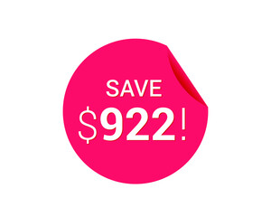 Save $922 us dollars sticker