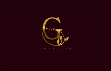 Golden Beauty Flourishes Initial Typography G Logogram