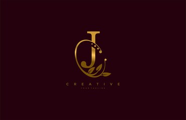 Golden Beauty Flourishes Initial Typography J Logogram