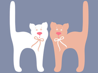 Beige and white amusing cats