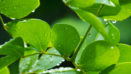 Water on leave background, Green leaf nature