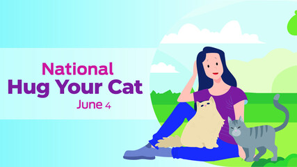 Fototapeta na wymiar National Hug Your Cat Day on june 04
