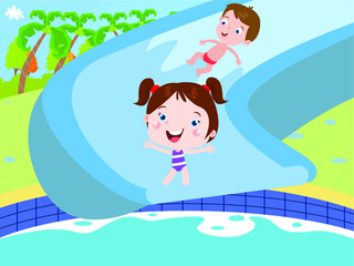 Boy and girl having fun 2D cartoon concept for banner, website, illustration, landing page, flyer, etc.