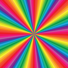Obraz premium Rainbow background, multicolored diverging rays from the center, entertainment or advertising concept.