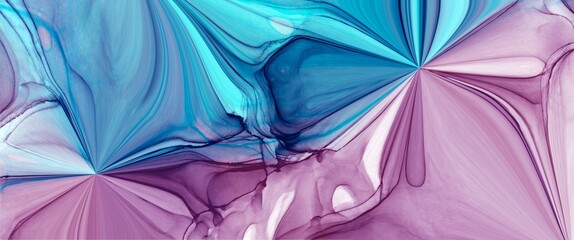 Purple and blue color mix abstract alcohol ink background with watercolour brush, creative hand painted art, wallpaper for print