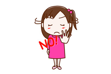 ＜全身・正面＞はっきりとNOと告げて拒絶する少女