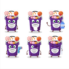 A picture of bucket halloween cartoon design style keep staying healthy during a pandemic