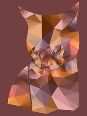 Mosaic of cartoon serious and angry cat